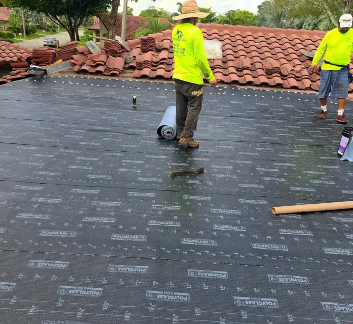 Residential flat roof peel-and-stick membrane by DR Construction & Roofing in South Florida